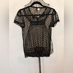 H&M Sheer Black Polka Dot Blouse